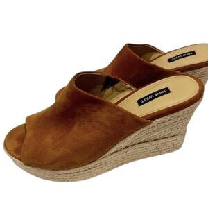 Nine West Espadrille Wedge Mule Slides | Size 9 | Brown Suede